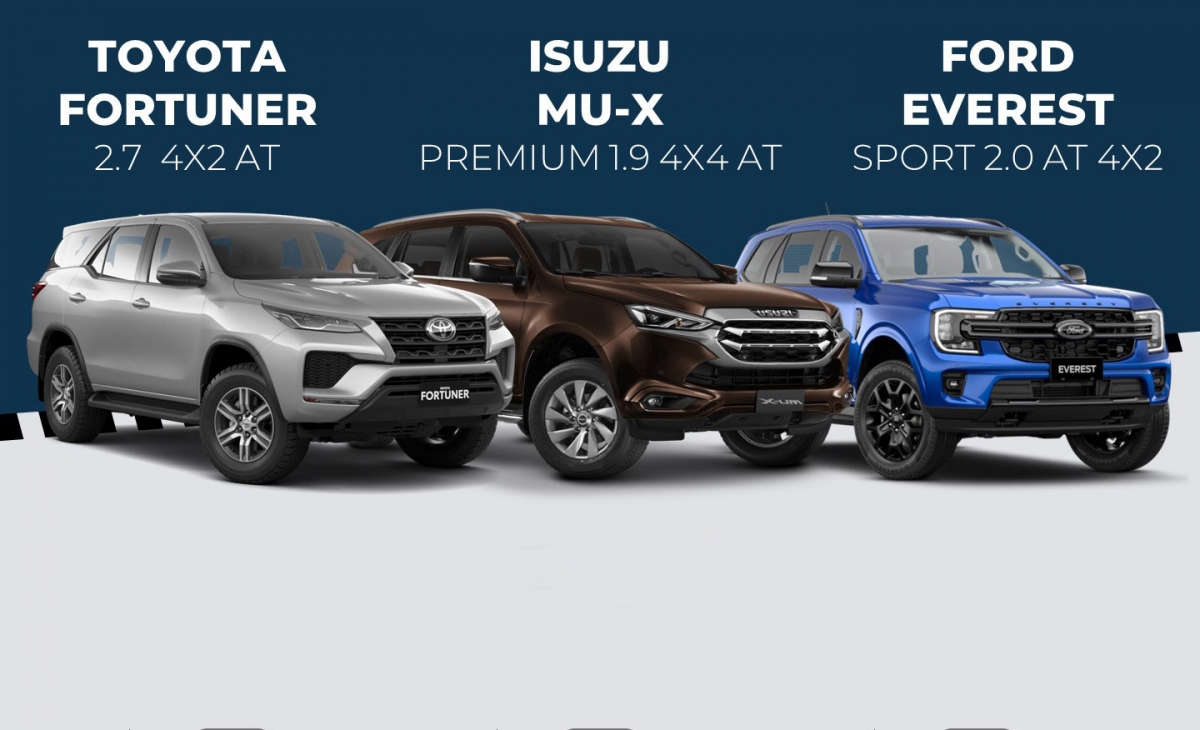 Trên 1 tỷ lựa chọn SUV 7 chỗ Ford Everest, Toyota Fortuner và Isuzu Mu-X?